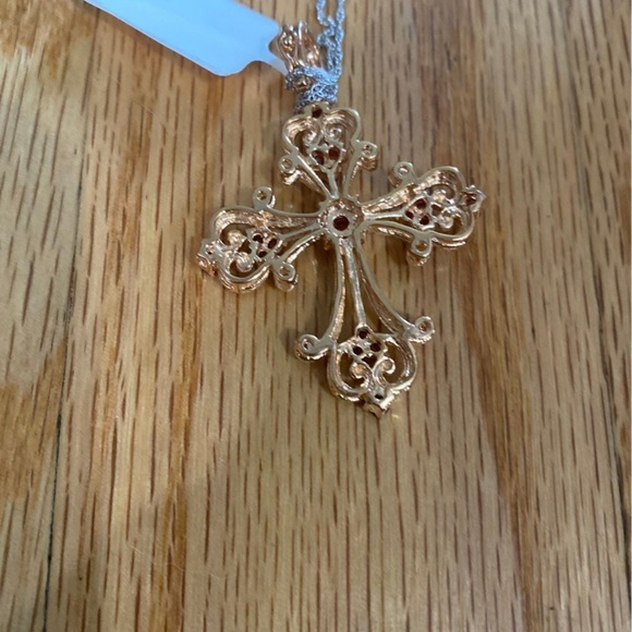 New in box Technibond 925 Sterling Rose gold overlay Cross - Picture 3 of 4